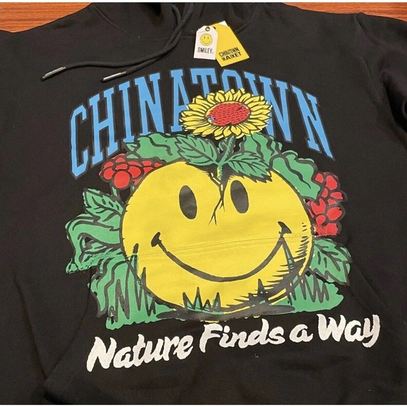 CHINATOWN MARKET Smiley Nature Finds A Way Hoodie X-LARGE, Black - Picture 5 of 6
